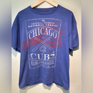 Majestic Central Division Major League Baseball Chicago Cubs blue tee shirt LG